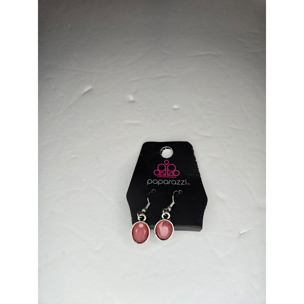 Paparazzi Silver Tone Dangle Earrings Pink